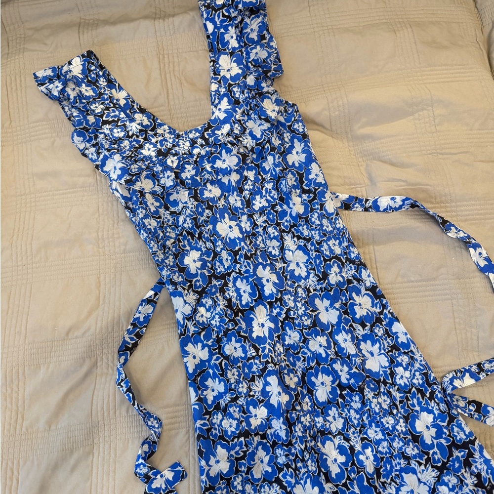 Realisation Par Lou Dress - Floral Blue Ruffle Dress